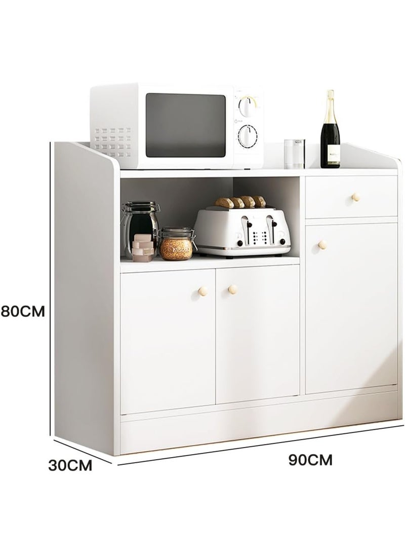 دولاب جانبي للتخزين في المطبخ من شاربدو زاوية قهوة عصرية بسيطة متعددة الوظائف مع درج واحد و3 رفوف قابلة للتعديل مناسبة للمطبخ وغرفة المعيشة الطعام أبيض - Image 3